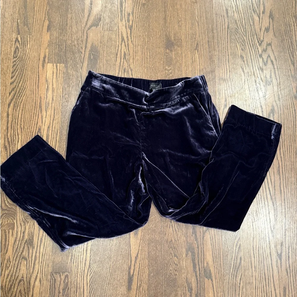 Talbots Navy Velvet‎ Tapered Ankle Pants Size 12 P Holiday Party Cocktail NWT